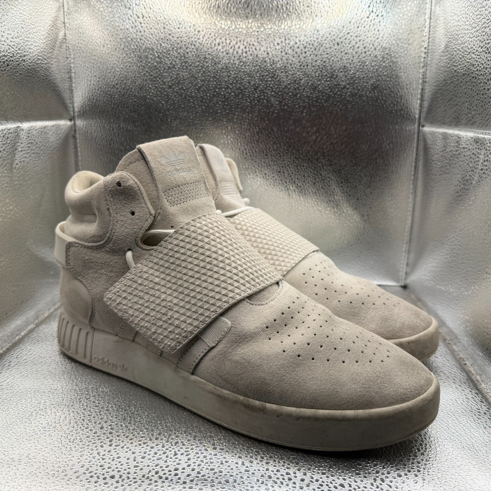 Size 11.5 Adidas Tubular Invader Strap High Top Off White Mens Sneakers BB5038